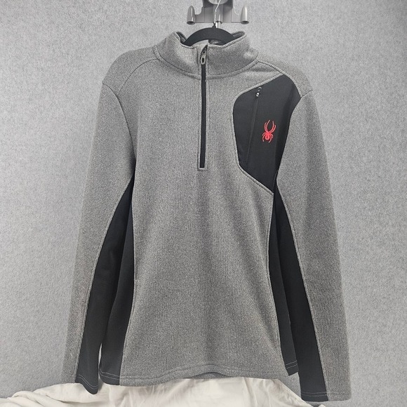 Spider Other - Spyder 1/4 Zip Pullover Sweatshirt Jacket Spider Mens Large Grey Black